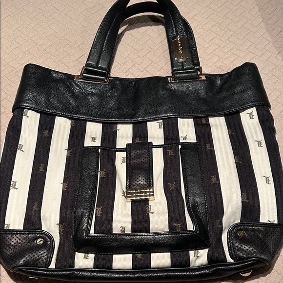 L.A.M.B. Handbags - L.A.M.B. Black and White Striped Bag